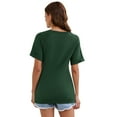 thumbnail image 4 of Smmer Short Rolled Sleeve Tops V Neck Casual Tops Solid T-Shirts for Women, 4 of 9