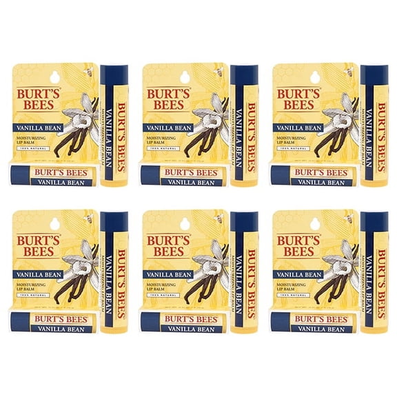 Vanilla Bean Moisturizing Lip Balm Blister by Burts Bees for Unisex - 0.15 oz Lip Balm - Pack of 6