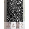 thumbnail image 6 of Black Pesley Flower Sheer Curtains 54 Inch Length 2 Panels for Living Room, Boho Vintage Ethnic Floral Plant Voile Kitchen Curtain Set, Luxury Privacy Drapes Window Treatment for Bedroom, 6 of 7
