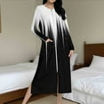 thumbnail image 2 of Aboser Zipper Front Duster Robes for Women Trendy Tie Dye Print Lounger Housecoat Cozy Long Sleeve Loungewear Soft Zip Up Long Nightgown with Pockets, 2 of 9