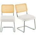 thumbnail image 2 of Modern Rattan Back Dining Chairs Set of 2, Upholstered Velvet Mid Century Accent Chairs, Retro Kitchen and Living Room Chairs for Dining Room, Bedroom, Office (18.1 Inch Wide Seat), 2 of 11