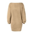 thumbnail image 7 of Women's Sweater Dress Knit Dress Long Sleeve Off Shoulder Solid Color Casual Winter Dress for Loungewear,Khaki,L, 7 of 7
