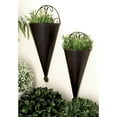 thumbnail image 2 of DecMode 18", 15"H Pyramid Black Metal Cone Scroll Wall Planter (2 Count), 2 of 9
