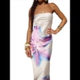 thumbnail image 3 of Vestido Maxi Sin Tirantes Y2k para Mujer, con Estampado Floral, Estilo Bohemio, para Playa, para Salir y Salir Lechoso M, 3 of 8