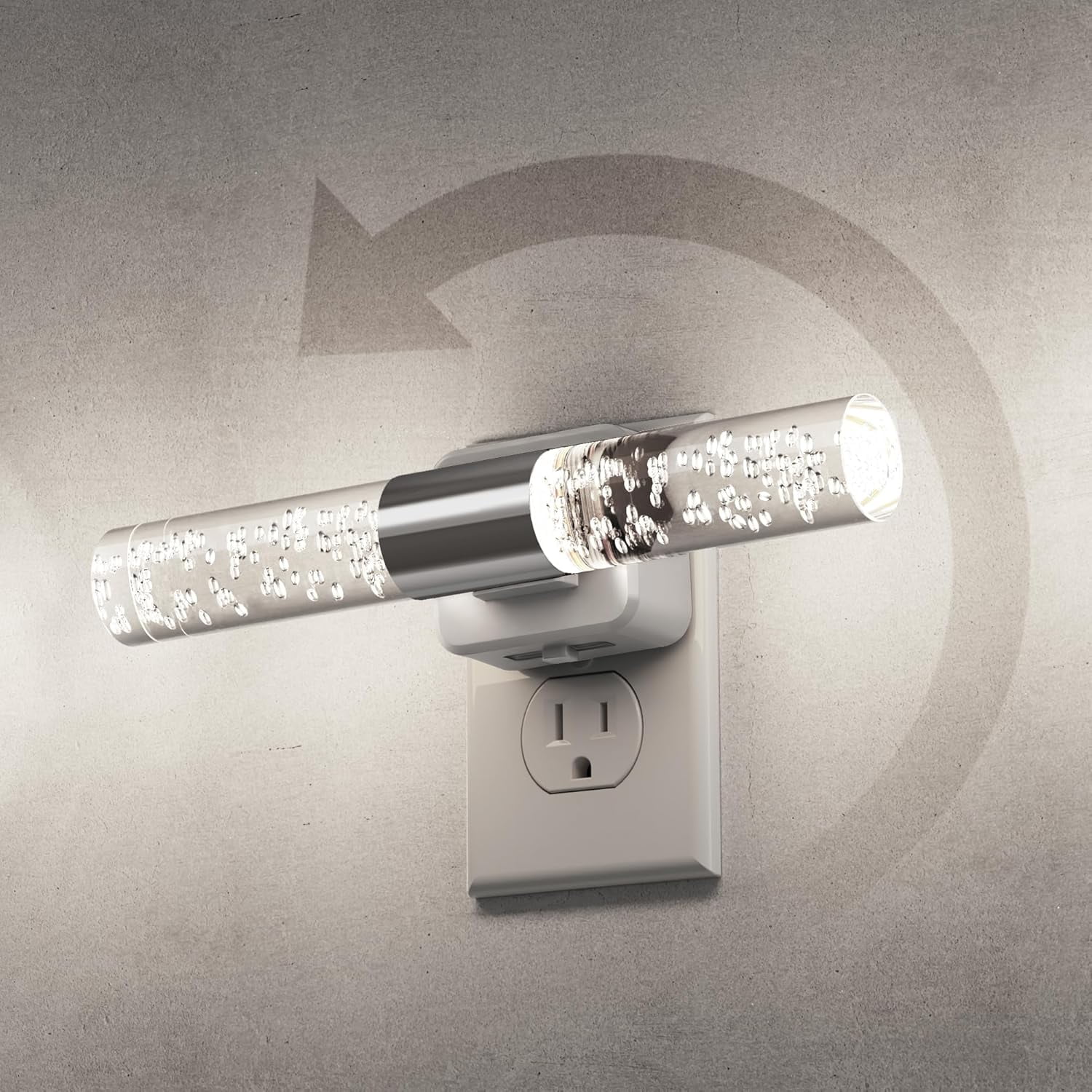 RGHJAR-Bright Night Light, Night Lights Plug into Wall, 180° Rotating, Auto Light Sensor, Daylight White 5000K, Dimmable Nightlights for Bedroom Bathroom Hallway, 1 Pack