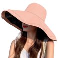 thumbnail image 1 of Gorra para el Sol de ala Ancha - Sombrero de Pescador Plegable Grande Sombrero de Playa Gorra de Viaje para Mujer, 1 of 7