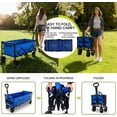 thumbnail image 3 of Extra Long Collapsible Wagon Cart, 480LBS Heavy Duty Utility Wagons with All-Terrain Wheels, Foldable Grocery Carts for Gardening, Shopping, Beach, Camping, Black, 3 of 7