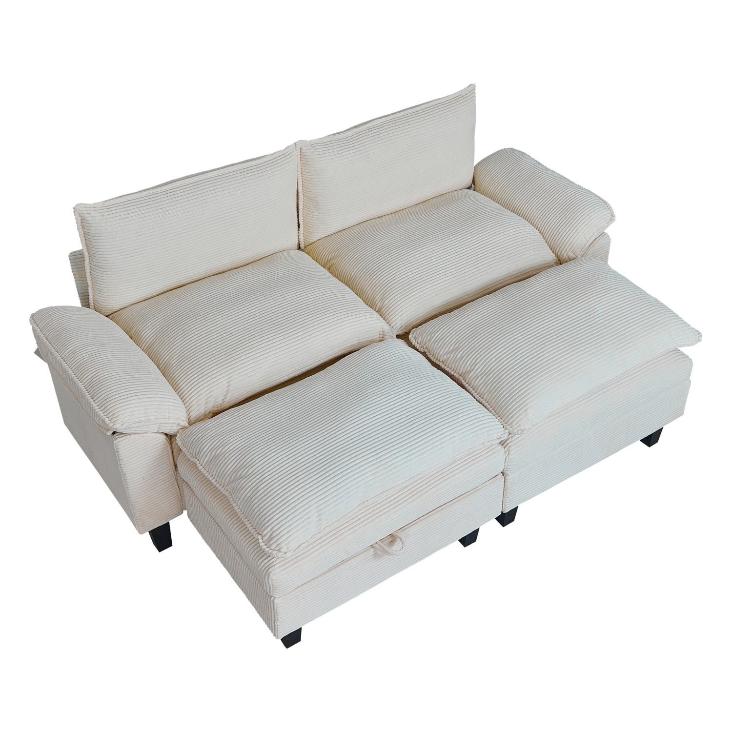 Gewnee Modular Cloud Sectional Sofa Deep Seat Oversized Loveseat with Ottoman Free Combination Modular 4 Seat Upholstered Convertible Couch Upholstered Sofa Bed Set