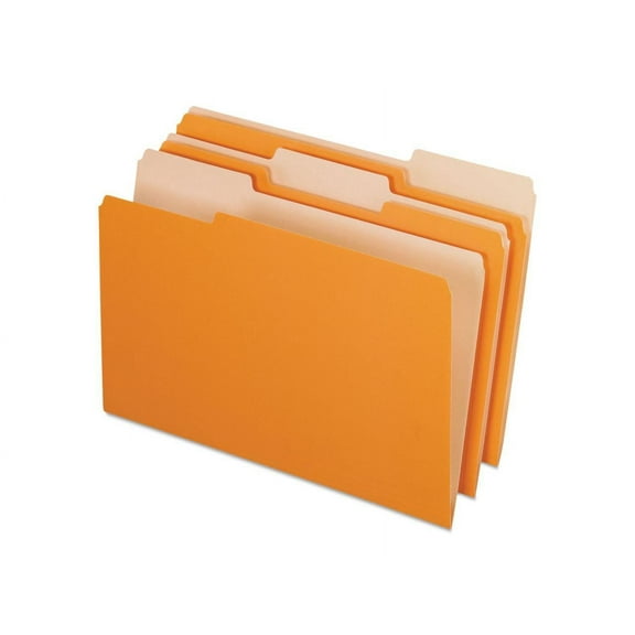 Pendaflex Interior File Folders 1/3 Cut Top Tab Legal Orange 100/Box 435013ORA