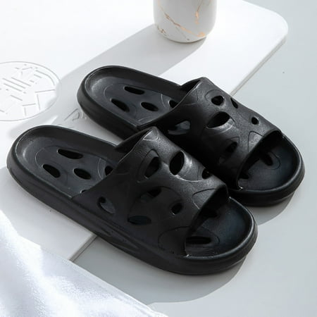 

ZTTD Men Slippers Fashionable New Pattern Summer Bathroom Indoor Quick Drying Light Non Slip Empty Slippers Black
