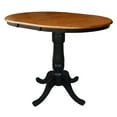 thumbnail image 4 of 36" Round Solid Wood Counter Height Extension Dining Table with 12" Leaf and 4 Emily Counter Height Stools in Black / Cherry by International Concepts, 4 of 4
