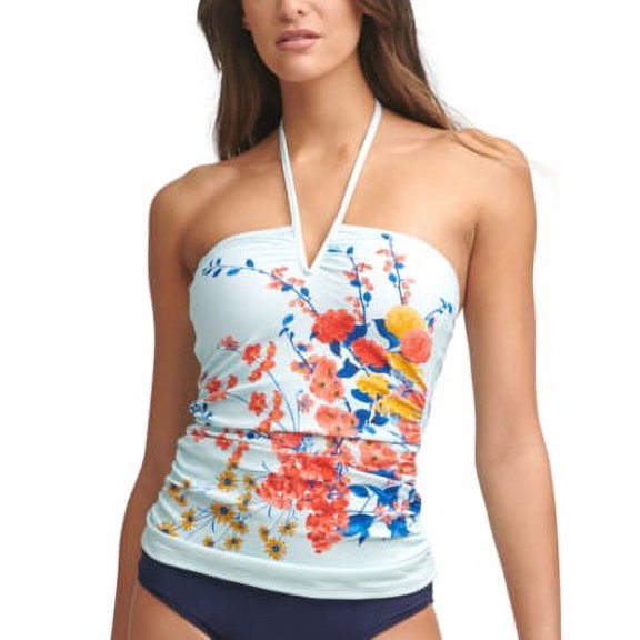 Calvin Klein MULTI SUMMER FLORAL BURST PLACEMENT Halter Tankini Top, US Small
