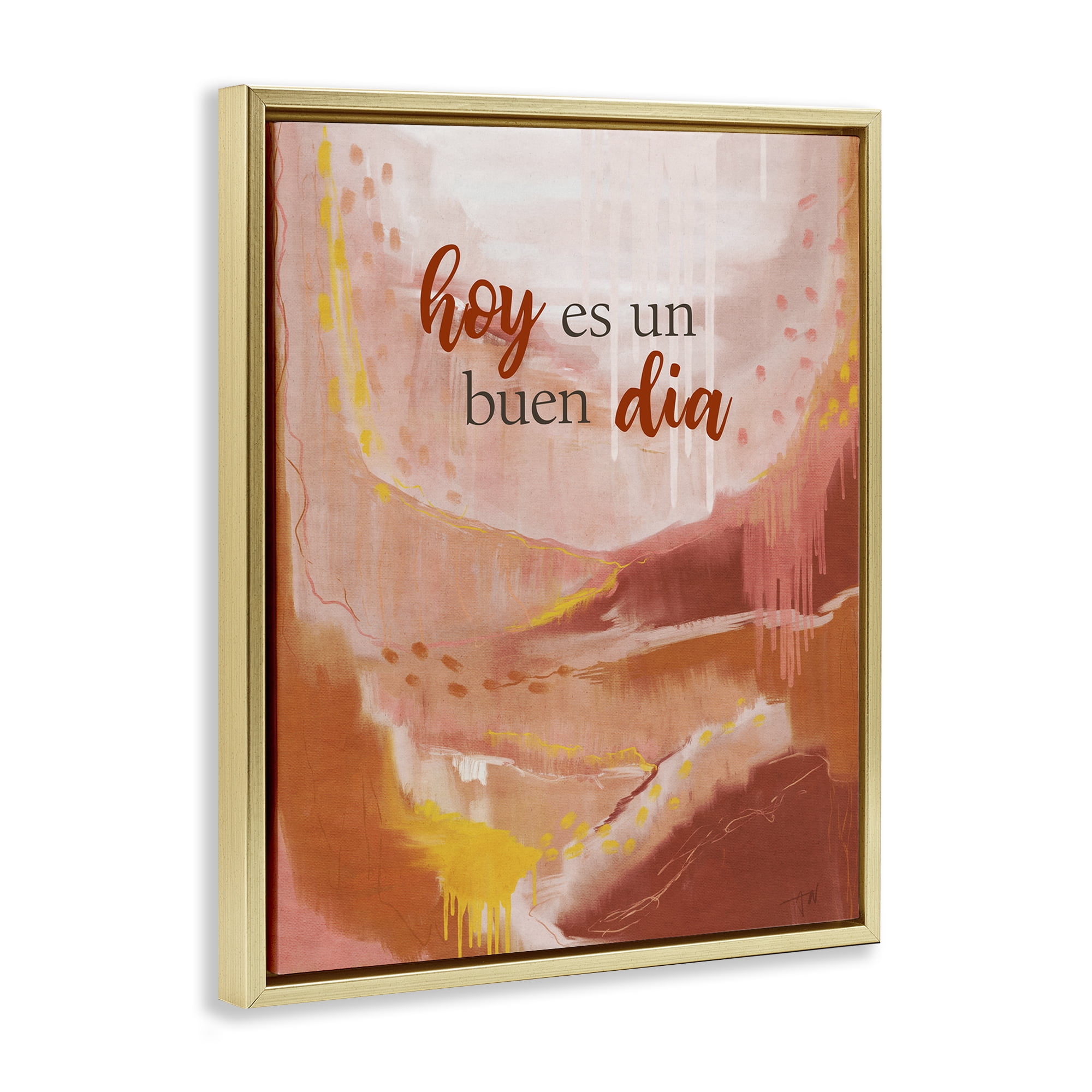 Stupell Industries Hoy es un Buen Dia Rojo Inspirational Quotes & Sayings Painting Gold Floater Framed Art Print Wall Art, 17 x 21