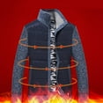 thumbnail image 3 of IYTR Mens Winter Jacket Plus Velvet Padded Warm Knit Coats with Pocket Long Sleeve Jacket Zipper Stand-up Collar Patchwork Blue XL, 3 of 6