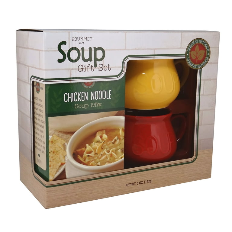 Caraway Naturals Soup Mugs Gift Set with Gourmet Chicken Noodle