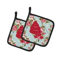 Caroline's Treasures BB1092-RS-BU-PTHD Hermit Crab Shabby Chic Blue Roses Pair of Pot Holders , 7.5HX7.5W, multicolor
