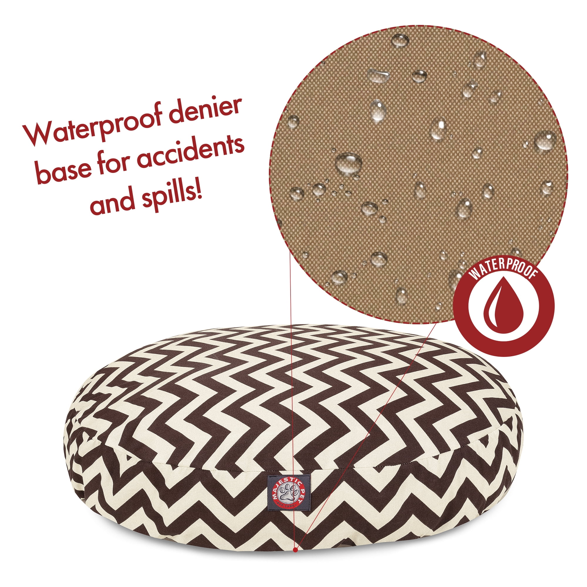 Majestic Pet Chevron Round Dog Bed Treated Polyester Removable Cover Chocolate Small 30 x 30 x 4