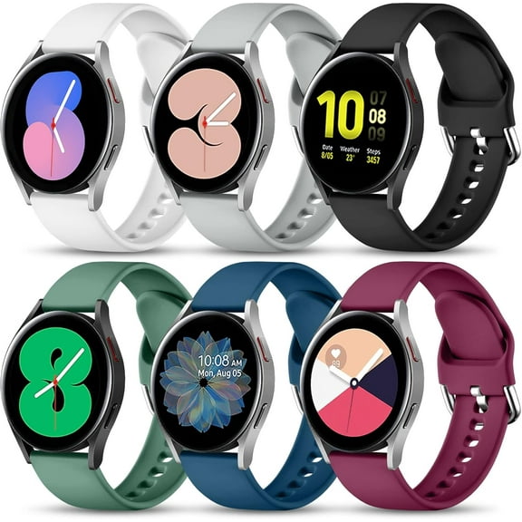 XIHAMA 6 Pack Bands Compatible with Galaxy Watch 7 6 5 4 Band 40mm 44mm/Galaxy Watch 5 Pro 45mm/Watch 4 6 Classic 42mm 46mm 43mm 47mm/Active 2 Watch/Watch 3 41mm, 20mm Sport Band for Women Men