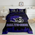thumbnail image 2 of Erosebridal American Football City Bedding Queen Comforter Set,Baltimore Down Comforter,purple Rugby Helmet Bedding Sets Queen with Comforter For Boys,Lightweight Room Decoration Reversible,3 Pieces, 2 of 8