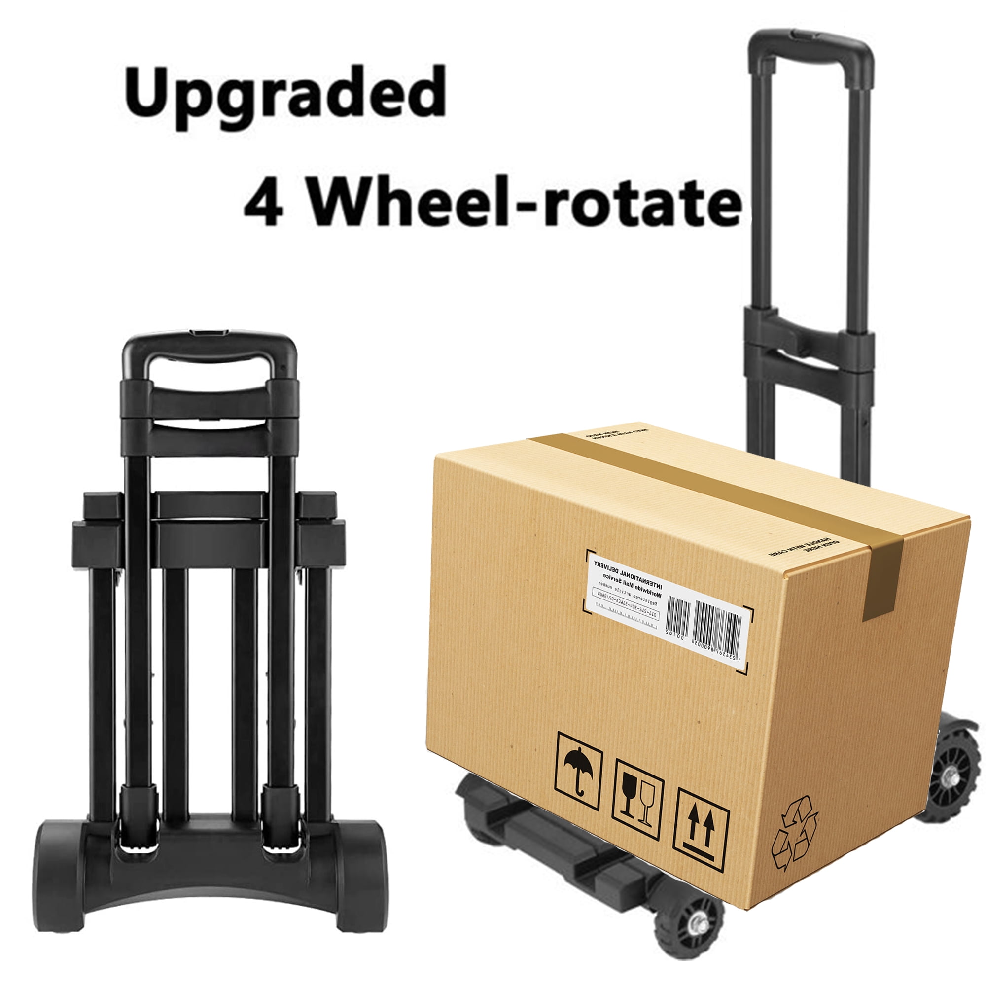 4 Wheelroate Folding Hand Truck, Load Capacity 155 lbs ，Heavy Duty