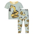 thumbnail image 2 of QEFJNO 3-12Y Boys Pajamas Little Big Boys Pajamas Short Sleeves and Pants 2 Pieces Summer Pjs Set Kid Excavator Sleepwear, 2 of 15