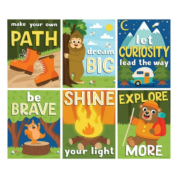 16" x 20 3/4" Camp Theme Motivational Classroom Poster Set - 6 pieces