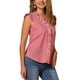 thumbnail image 4 of Blusa de mujer con volantes de cuadros Gingham Inspire Chic, cuello en V, manga corta, talla XS, color rosa intenso, 4 of 6