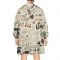 thumbnail image 2 of I Love My Dogs Art Wearable Oversized Blanket,Wearable Blanket Hoodie for Adults,Cozy Hooded Blankets with Super Pockets,Super Warm Fuzzy Pullover for Women & Men, 2 of 6