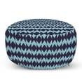 thumbnail image 1 of Navy Pouf Cover with Zipper, Diamond Shaped Blurry Ikat Pattern Chevron Effects Image, Soft Decorative Fabric Unstuffed Case, 30" W X 17.3" L, Eggplant Turquoise, by Ambesonne, 1 of 5