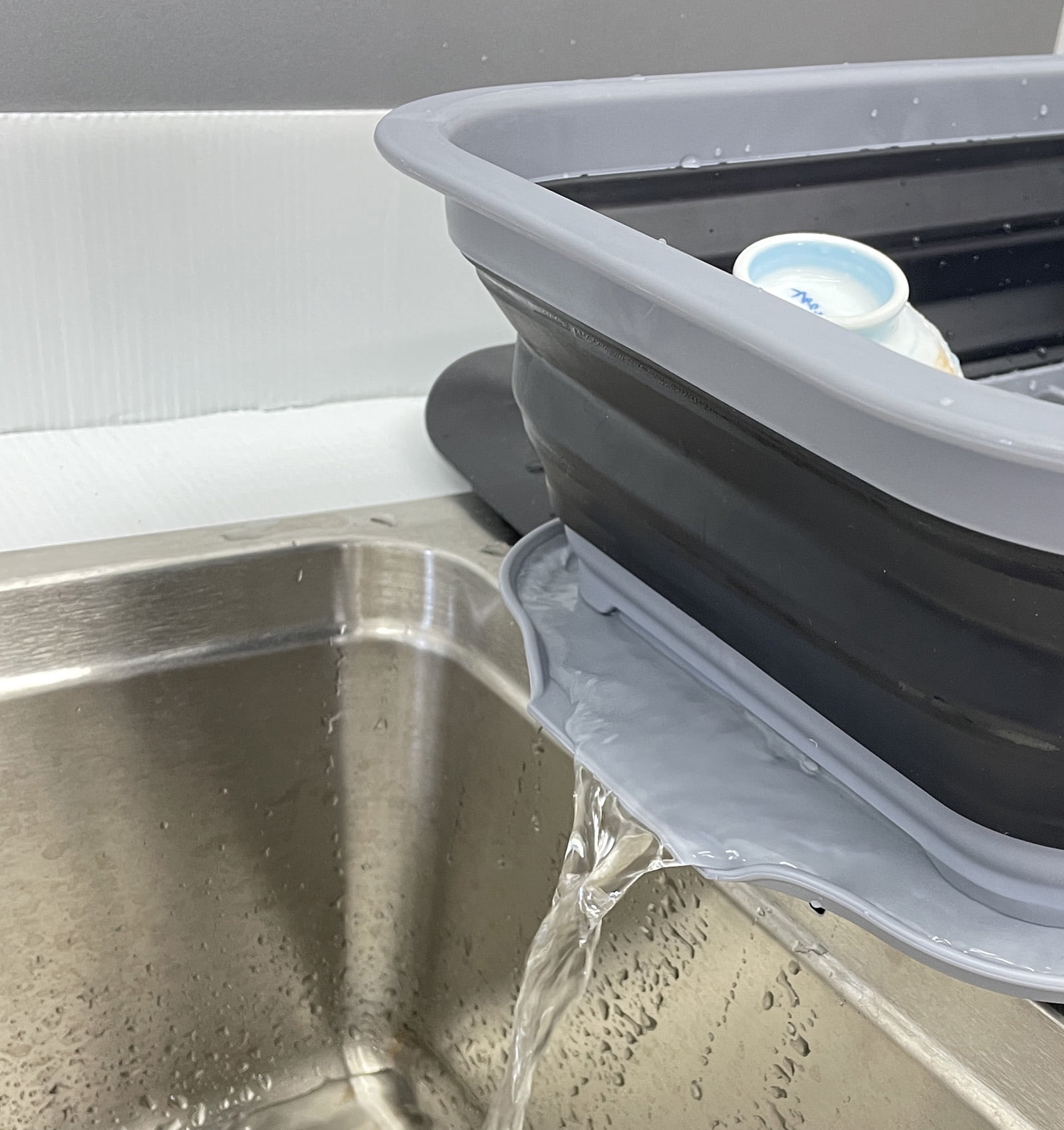 SAMMART 7.5L (2 gallons) Collapsible Dish Drainer with Drainer Board - Foldable Drying Rack Set - Portable Dinnerware Organizer - Space Saving Kitchen Storage Tray