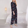 thumbnail image 3 of Balery Vintage Rose Conjunto de Pijama con Estampado para Mujer, Conjunto de Dos Piezas con Manga Larga, Ropa de Dormir Suave con Bolsillos, Pijamas Cómodos-X-Large, 3 of 7