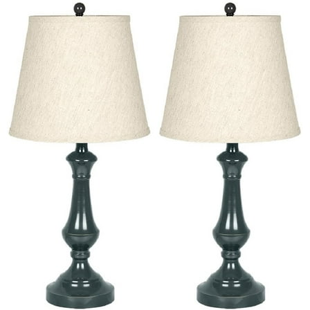 Oumilen Contemporary Blue Metal Table Lamp, Set of 2