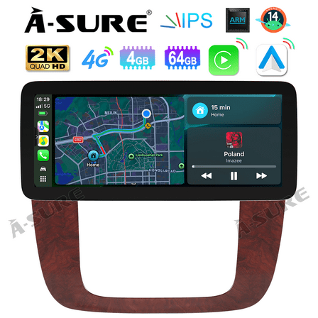 Asure 12.3" 4 64G Car Stereo For Mahogany GMC Sierra MK3 (2007-2013) with Android 14 and CarPlay/BT 5.0