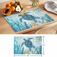 thumbnail image 6 of Teal Green Sea Turtle Placemats Set of 12 Coastal Summer Beach Seaweed Place Mats Indoor Wipeable Table Mats Washable Cloth Dining Table Placemats for Kitchen Holiday Party Home Decor 13x19 Inch, 6 of 9