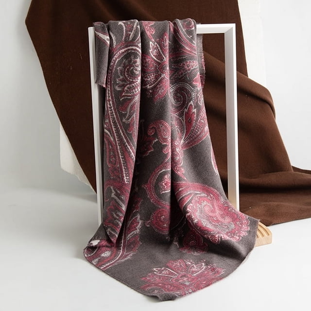 Xiao Hua Bufandas de flores de anacardo para mujer - Bufanda grande cálida de invierno con flores de anacardo para mujer, chales y envolturas para vestidos de noche, gris oscuro A