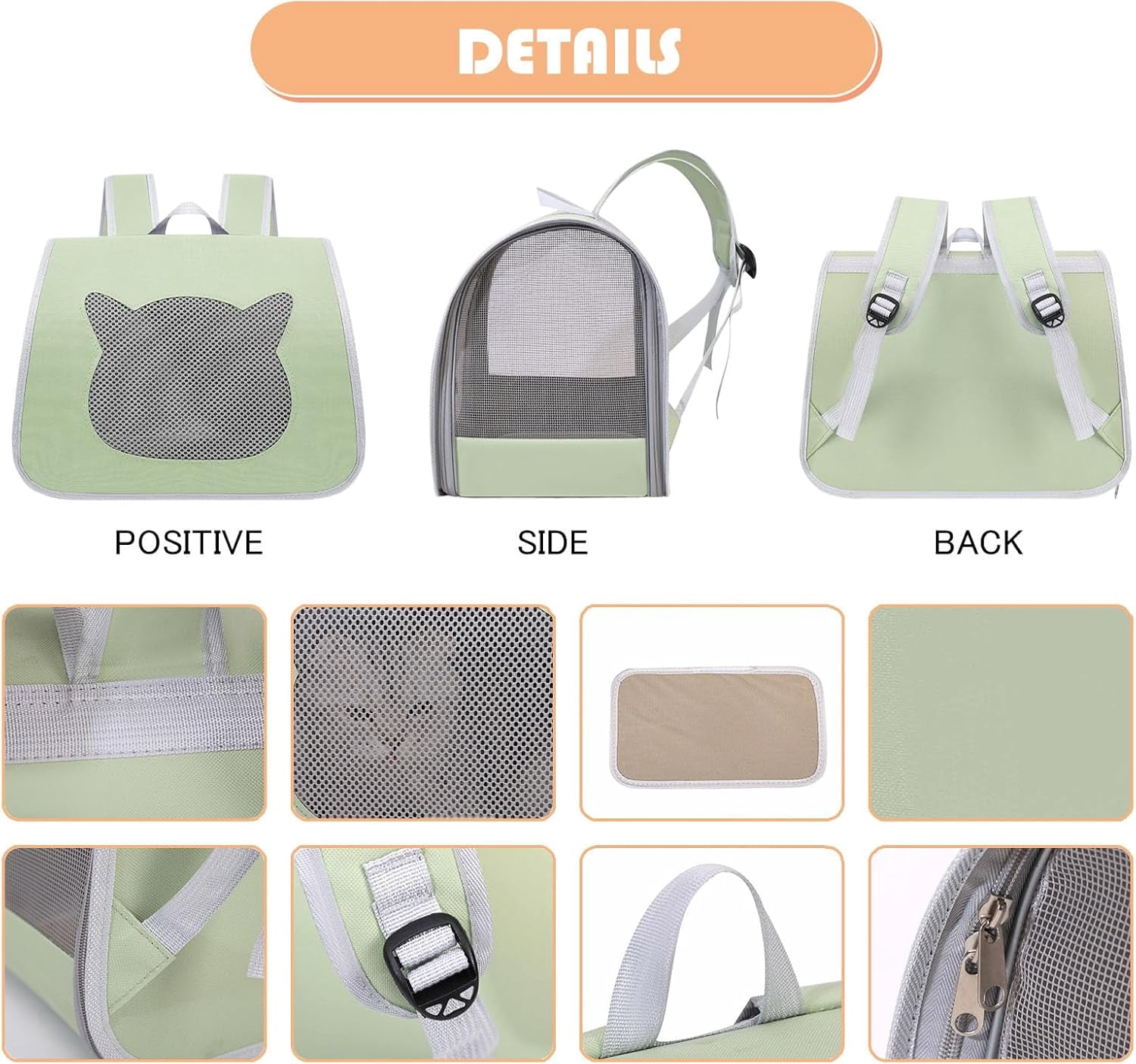 XZKING ​Cat Backpack Carrier, Small Dog Traveler Carrier Backpack for Medium Large Cats, Foldable Ventilated Backpack with Thick Shoulder Strap, Airline Approved, Hiking (12lb) Green