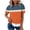 A_ Orange, variant on Women's Summer Boho Striped Lace Trim Blouse, Round Neck Loose Flowy Lightweight Short Sleeve Holiday Top Red S