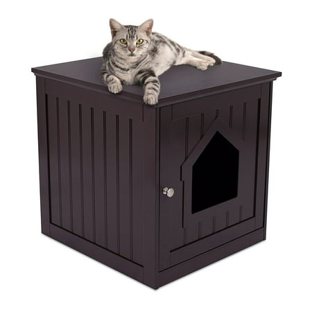Internet's Best Decorative Cat House & Side Table | Cat Home Nightstand | Indoor Pet Crate | Litter Box (Best Air Freshener Near Litter Box)