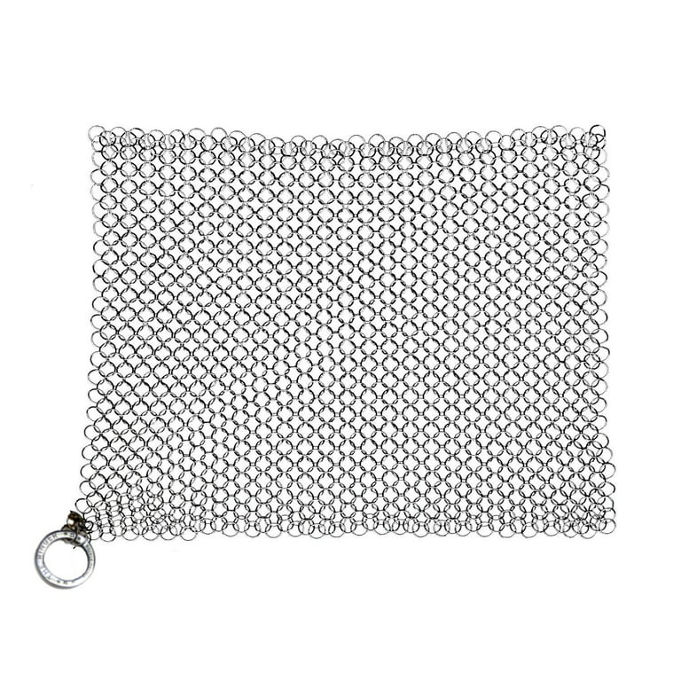 WFRX 8x6 Cast Iron Scrubber, Premium 316L Stainless Steel Cast Iron Cleaner, Chainmail Scrubber for Cast Iron, Stainless Steel, Hard Anodized
