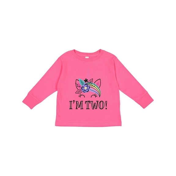 Inktastic 2nd Birthday Unicorn 2 Year Old Girl Girls Long Sleeve Toddler T-Shirt