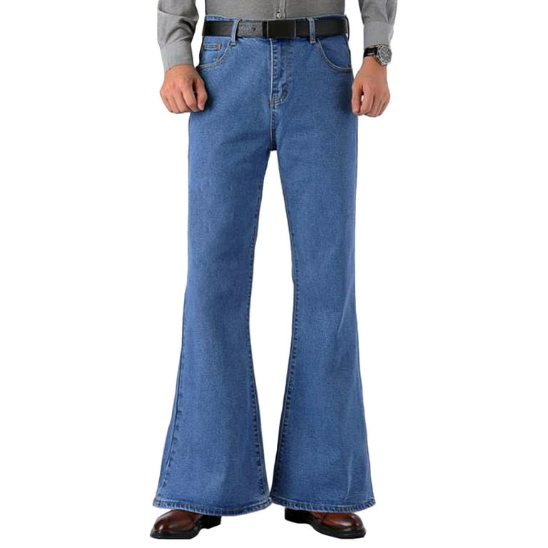 HAORUN Men Bell Bottom Jeans Slim Fit Flared Denim Pants 60s 70s