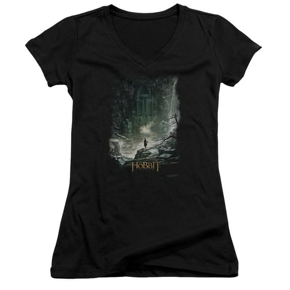 Hobbit - At Smaugs Door - Juniors Cap Sleeve V-Neck Shirt - Medium