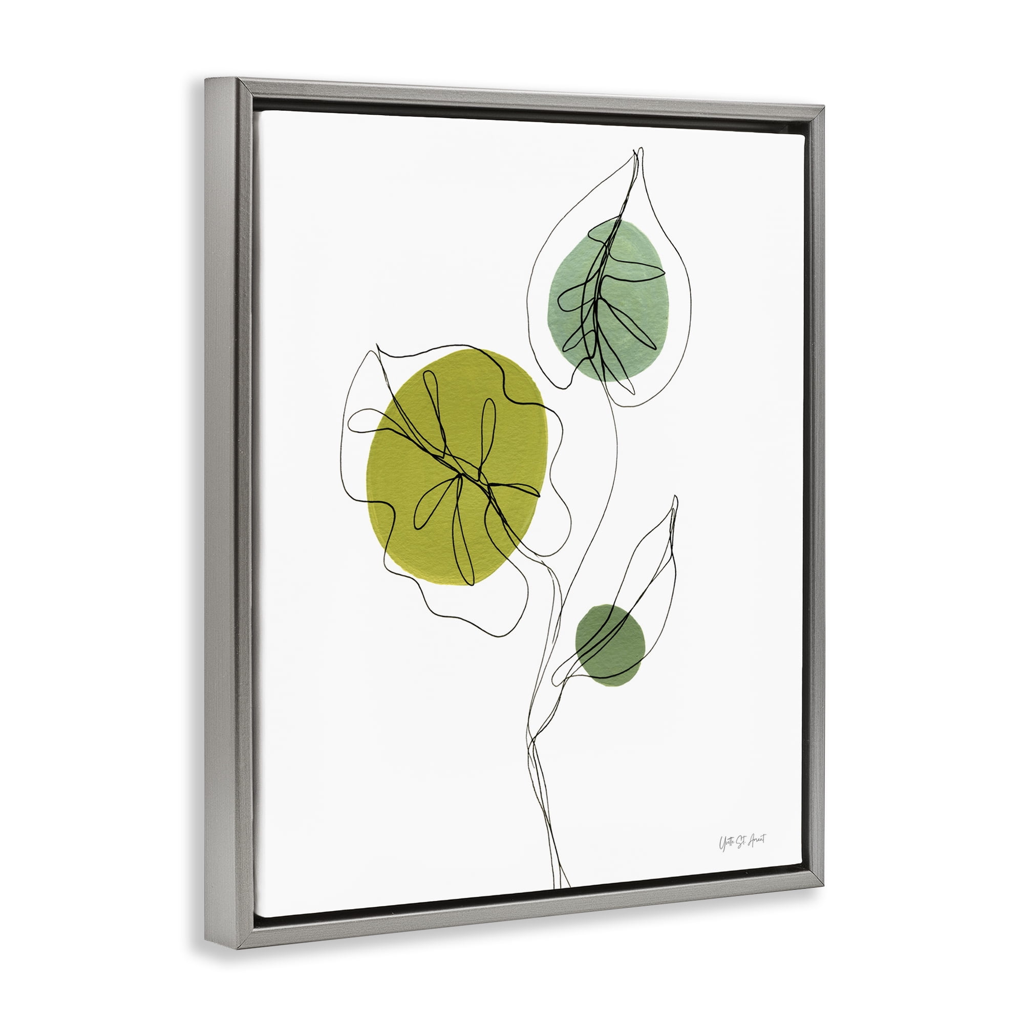 Stupell Industries Leafy Garden Delight Botanical & Floral Painting Gray Floater Framed Art Print Wall Art, 25 x 31