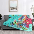 thumbnail image 2 of Uemuo Cartoon Map Of Europe Printed Throw Blanket for Couch, Fluffy Fuzzy Blankets for Bed, Sofa, Cozy Flannel Faux Fur Blanket-50"x40", 2 of 6