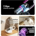 thumbnail image 2 of Home Cordless Vacuum Cleaner, 8500Pa Vacuum Cleaners for Home, 260ml Dust Cup, Anti-Tangle Stick Vacuum Self-Standing, 3 Modes Vacuum Cordless Rechargeable for Pet Hair/Carpet (Purple), 2 of 5