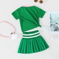 thumbnail image 4 of Paguaki Toddler Girl Outfits NEWYORK USA Letter Print T-Shirt And Skirt 2-Piece School Sports Set, 4 of 9