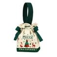 thumbnail image 2 of Diceymbol Christmas Candy Canvas Bag Drawstring Fabric Gift Party Favor 7.4x7 Inch, 2 of 6