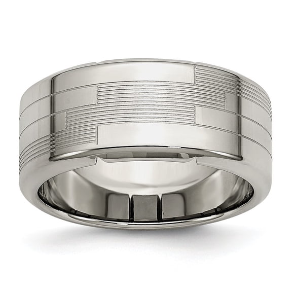 Stainless Steel Textured Ring - Size 8.5
