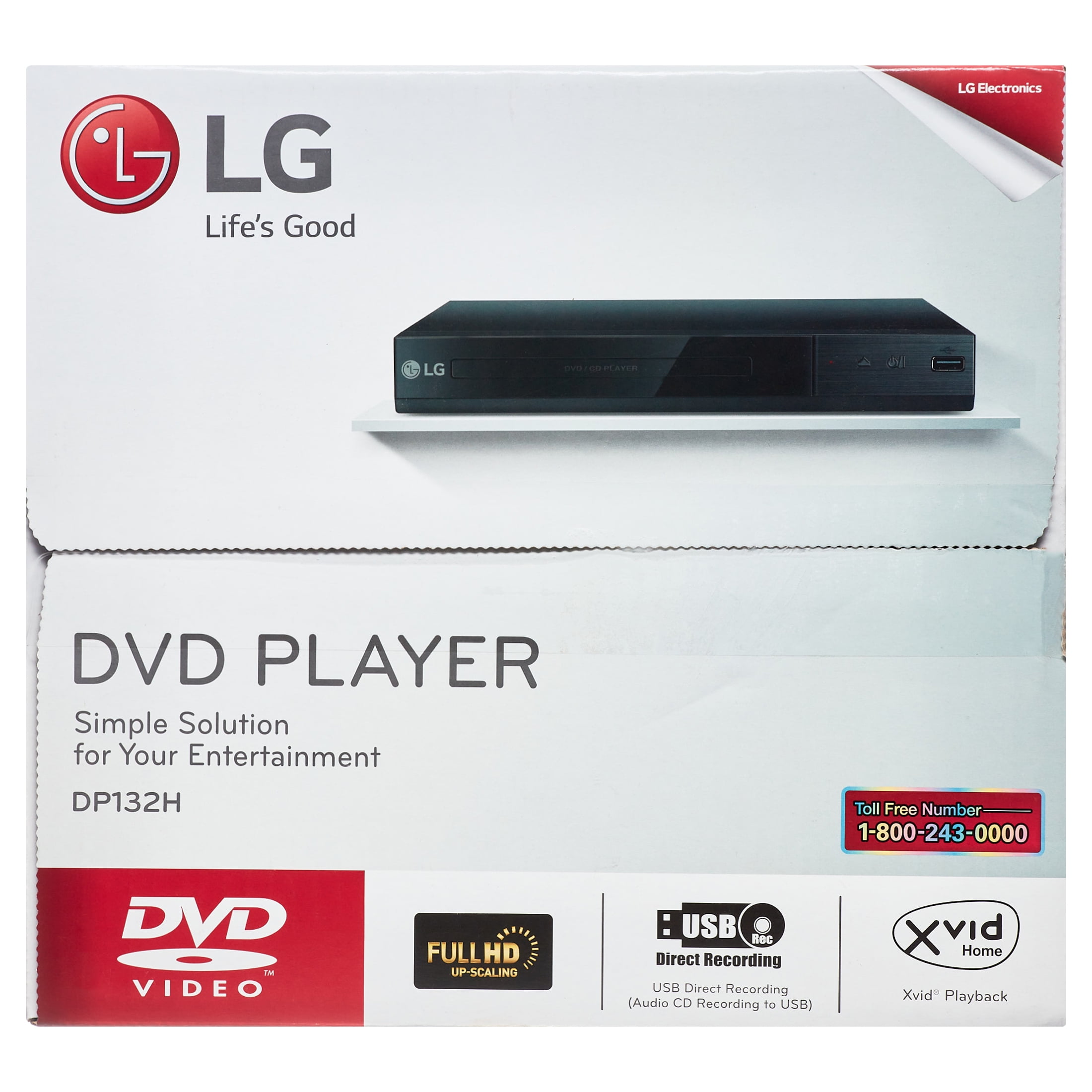 LG DVD Player with USB Direct Recording and HDMI Output - DP132H