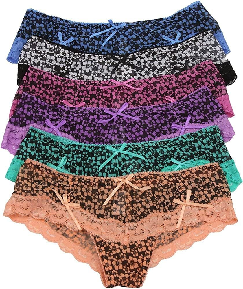 ToBeInStyle Women's Pack of 6 Lace Accents Hipster & Bikini Panties